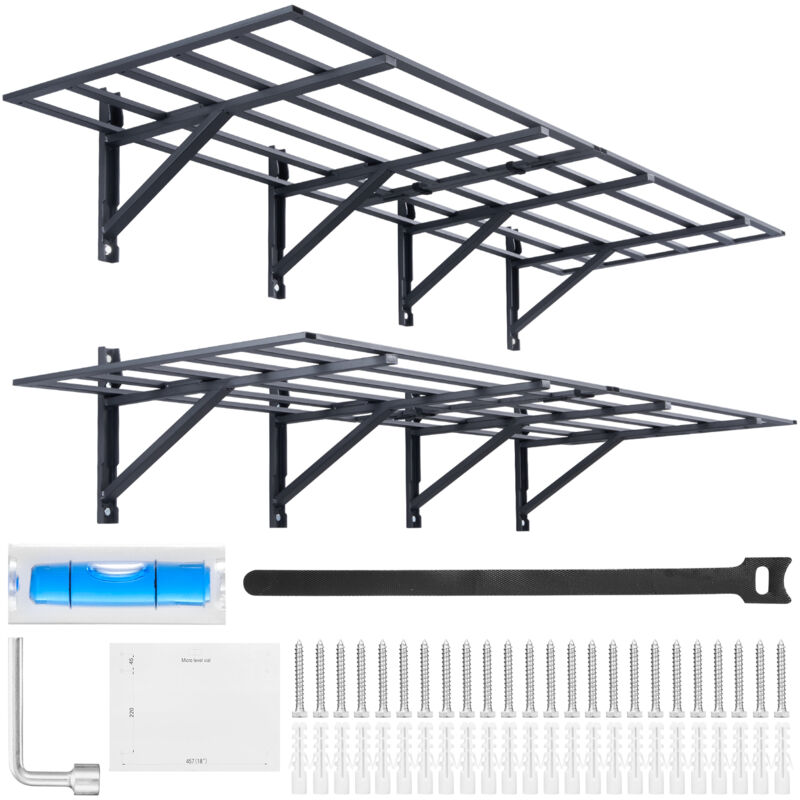 foto del prodotto vevor scaffali per garage da 2 pezzi griglia per garage portaoggetti 183 x 61 cm montaggio da parete, capacita di carico max. 363 kg ca., scaffali