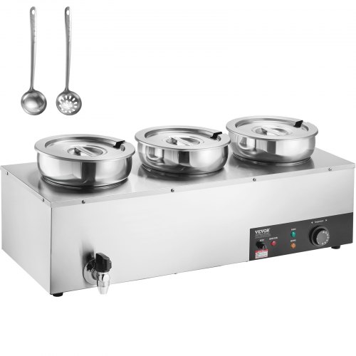 foto del prodotto vevor scaldazuppe elettrico 3 x 8,14 l scaldavivande commerciale per buffet