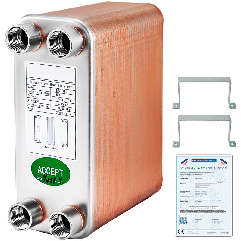 foto del prodotto vevor scambiatore di calore 60 piastre scambiatore di calore per riscaldamento b12 60 scambiatore di calore piastre in acciaio