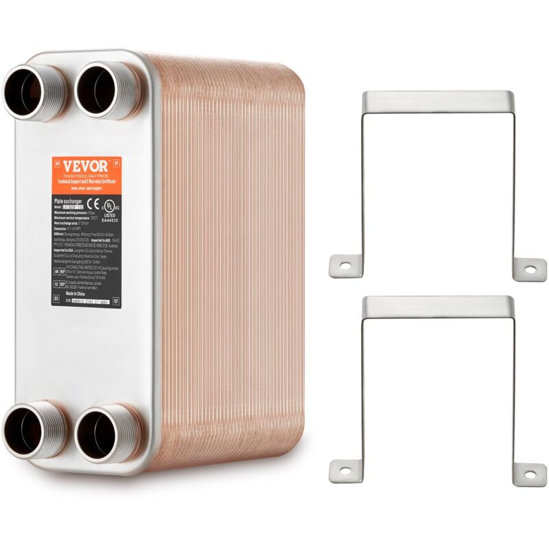 foto del prodotto vevor scambiatore di calore, piastre brasate in rame o acciaio inossidabile 316 l 127x305 mm, 80 piastre, per riscaldamento a pavimento,