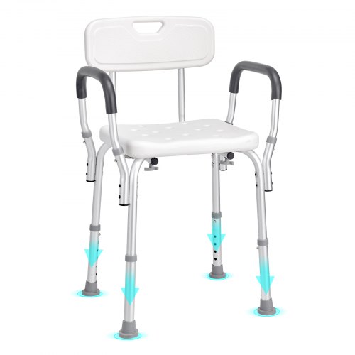 foto del prodotto vevor sedile per doccia antiscivolo altezza regolabile 39 52cm, sgabello per doccia carico max. 158,8kg, sedia per doccia in alluminio pe, sgabello schienale bagno doccia antiscivolo portata 158,8kg