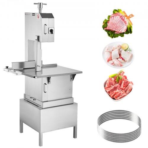 foto del prodotto vevor segaossa elettrica da terra uso commerciale in acciaio inox per carne ossa da macellerie 2200w produttivit max. 1500kg ora, macchina segaossa elettrica spessore di taglio 4 220mm altezza 320mm