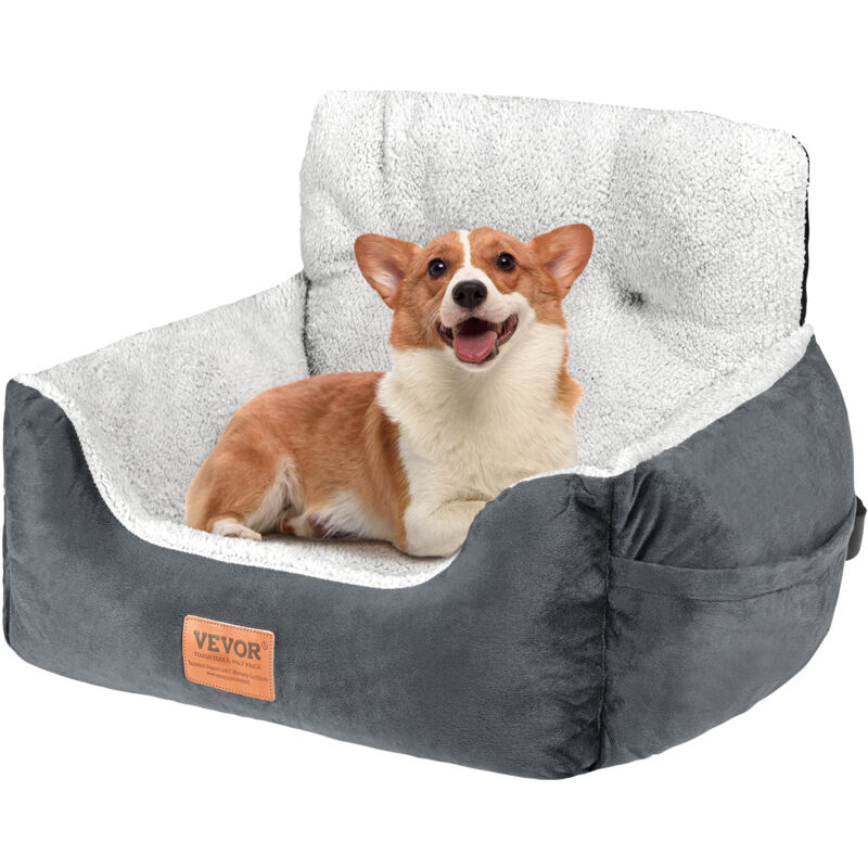 foto del prodotto vevor seggiolino auto per cani di piccola taglia 9 kg, rialzo per cani con schienale alto, tasca portaoggetti, guinzaglio di sicurezza con clip,