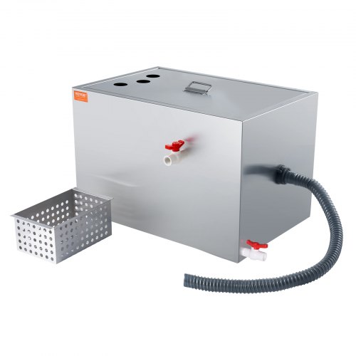foto del prodotto vevor separatore grasso commerciale, separatore di grasso da 40 lb, acciaio inossidabile sotto il lavello, separatore olio acqua da 10 gpm, per cucina, mensa, ristorante