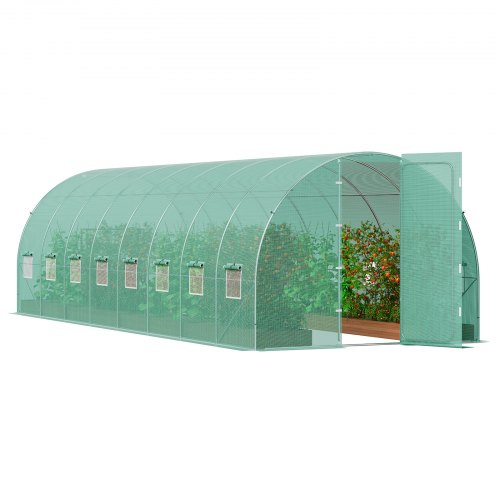 foto del prodotto vevor serra giardino tunnel, 835x290x225 cm, tenda riparo per piante con telaio acciaio galvanizzato, copertura in pe verde, porta con cerniera arrotolabile, per coltivazione fiori ortaggi