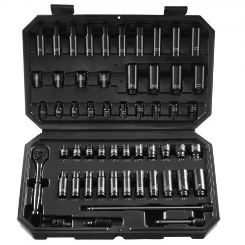 foto del prodotto vevor set di bussole a percussione 6,35 mm, set di 55 bussole profonde e poco profonde sae 5 32 9 16 e metriche 4 15 mm per riparazioni auto, bussole marcature delle dimensioni facili da leggere
