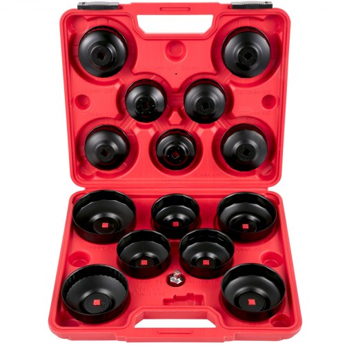 foto del prodotto vevor set di bussole per filtro olio, set di chiavi per filtro olio da 14 pezzi, robusta presa per filtro olio in acciaio, presa per filtro olio da 3 8, set di bussole per filtro olio