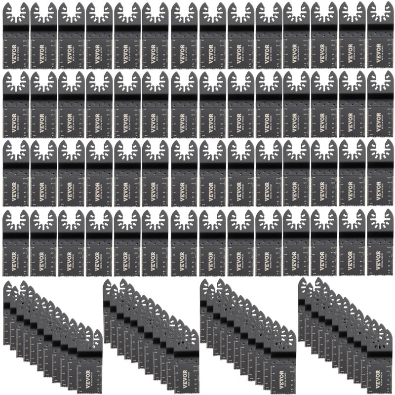 foto del prodotto vevor set di lame oscillanti 100 pezzi in hcs per utensile multifunzione taglio di legno metallo, kit di lame multifunzione totale sostituibili per