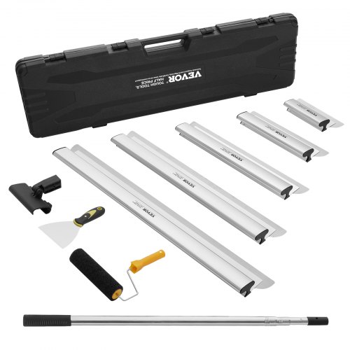 foto del prodotto vevor set di lame per rasatura per cartongesso 254 406 610 813 1016 mm lame per rasatura, manico estensione 862 2072 mm coltello in acciaio inossidabile per rasatura, per pannello murale, cartongesso