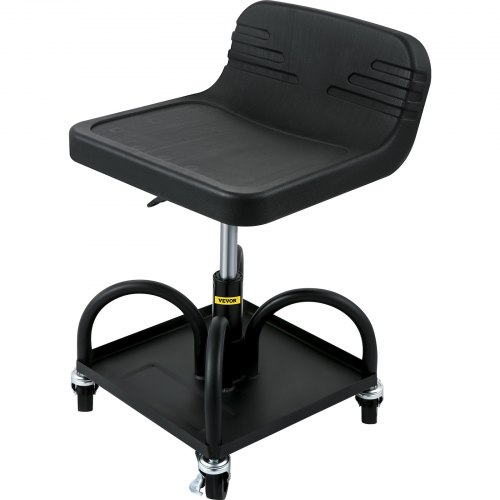 foto del prodotto vevor sgabello da garage con ruote, capacità 136,08kg, altezza regolabile da 40 a 52 cm, sedile da meccanico con ruote girevoli a 360 gradi e vassoio per attrezzi, officina riparazioni auto