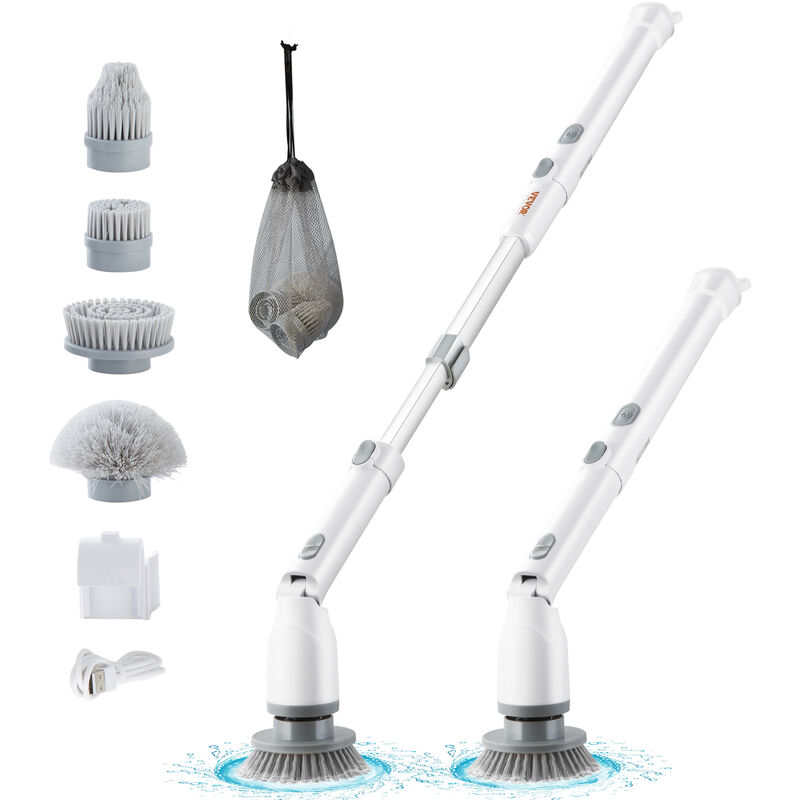 foto del prodotto vevor spazzola rotante per pulizia 2 velocita 280 giri min 380 giri min lunghezza asta regolabile 69cm 109cm per pavimento bagno specchio