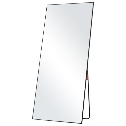 foto del prodotto vevor specchio a figura intera 1800 x 785 mm specchio extra grande da terra, rettangolare, da appendere o appoggiare, con telaio in lega di alluminio, specchio da toeletta per camera da letto, nero