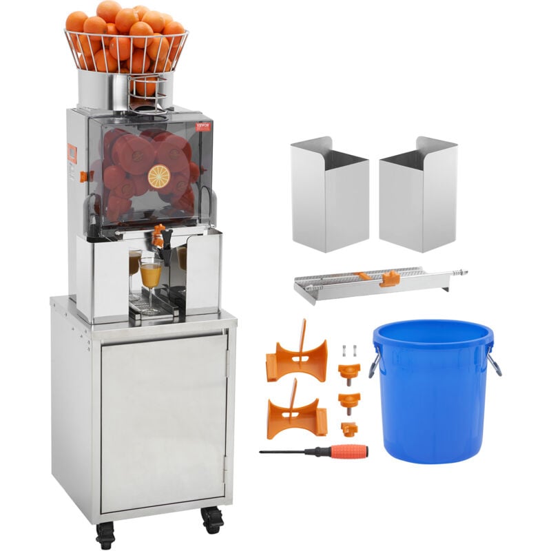 foto del prodotto vevor spremiagrumi arancia elettrico commerciale 120w con rubinetto, estrattore di succo verticale filtro estraibile e secchio in acciaio inox per