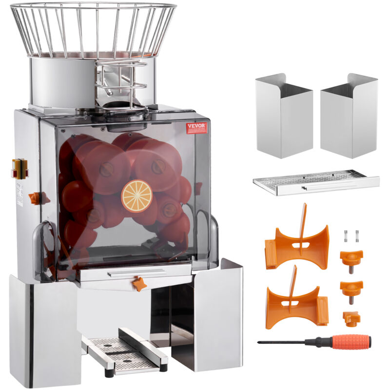 foto del prodotto vevor spremiagrumi elettrico commerciale 120 w, estrattore di succo alimentazione automatica con filtro estraibile 46x52x90cm in acciaio inox per
