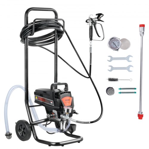 foto del prodotto vevor spruzzatore airless per vernice con supporto, alta efficienza da 950 w 3000 psi, effetto pittura fine e uniforme, spruzzatori di vernice per mobili e recinzioni interni ed esterni domestici