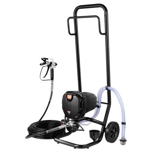 foto del prodotto vevor spruzzatore vernice con supporto, spruzzatore airless elettrico ad alta efficienza 750 w 3000 psi carrello, effetto pittura fine e uniforme, spruzzatori di vernice per mobili