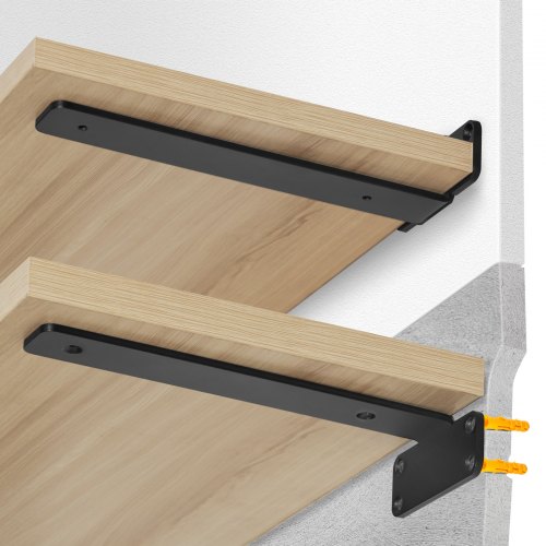 foto del prodotto vevor staffa per mensola, 310 x 100 x 45 mm, mensola sospese carichi pesanti, staffa per mensola a l, opaca spessa 5 mm, staffe mensola in acciaio con capacit di carico di 72,6 kg, nero, 6 pezzi