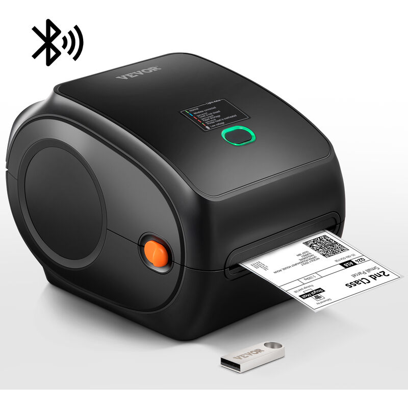 foto del prodotto vevor stampante termica per etichette 4 x 6 codice a barre risoluzione 300 dpi, connessione usb bluetooth, etichettatrice termica 150 mm s