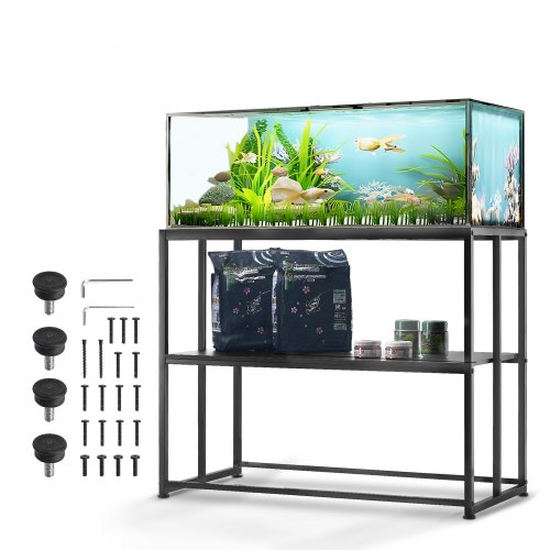 foto del prodotto vevor supporto per acquario 40 galloni in acciaio 36,5 x 18,5 x 29,5 pollici, capacit di carico di 335 libbre, supporto acquario rettili con contenitore, kit hardware e piedini antiscivolo, nero