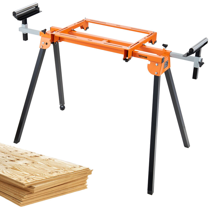 foto del prodotto vevor supporto per troncatrice banco di lavoro estraibile altezza 78cm carico max. 150kg, supporto per troncatrice con guida scorrevole larghezza