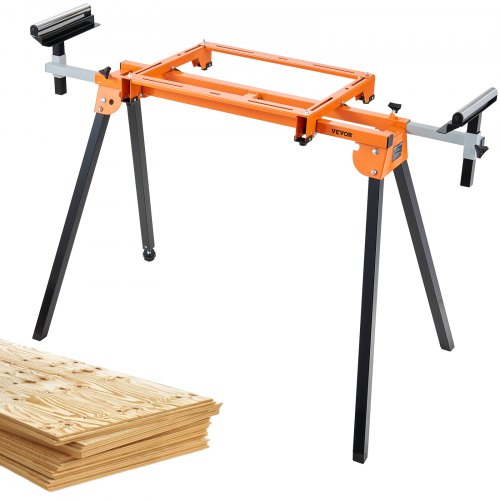 foto del prodotto vevor supporto per troncatrice banco di lavoro estraibile altezza 78cm carico max. 150kg, supporto per troncatrice con guida scorrevole larghezza estraibile tra 94cm 199cm altezza rullo 83cm 94cm