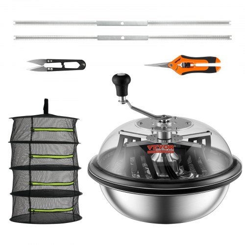 foto del prodotto vevor tagliafoglie a ciotola manuale coperchio trasparente diametro 43 cm lame in acciaio inox da giardino, taglierina manuale per erba foglie a ciotola tagliafoglie lame a forma x per giardinaggio