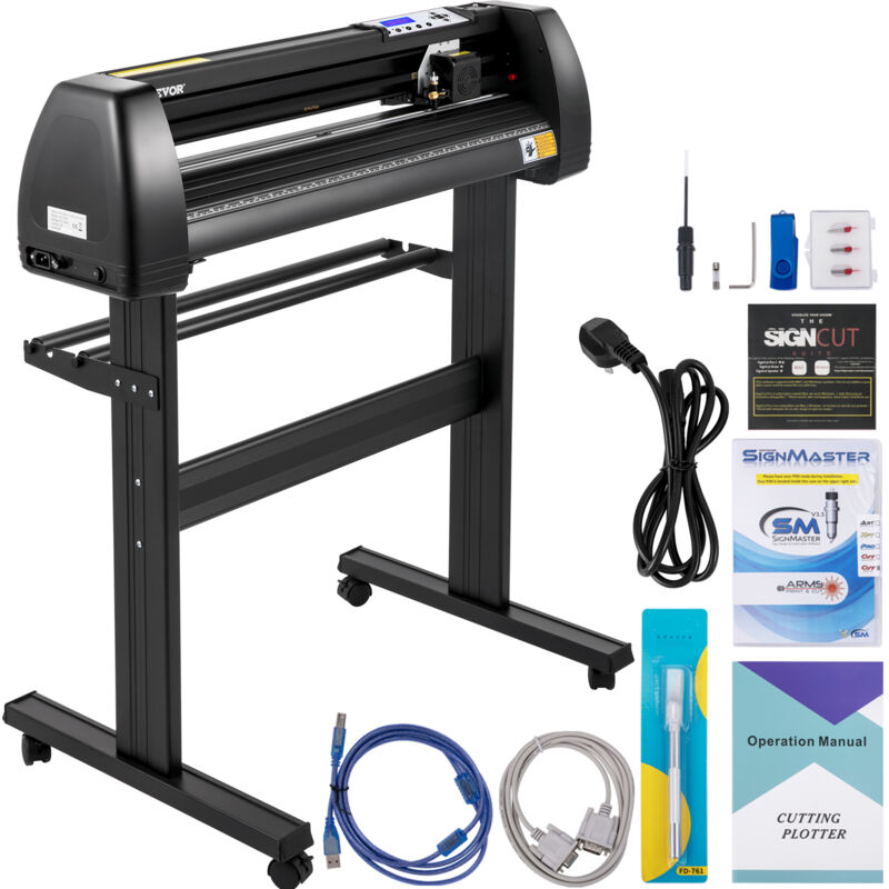 foto del prodotto vevor taglierina per vinile 870 mm, stampante plotter a led, forza velocita regolabili, supporto da pavimenti, taglierina per creazione di etichette