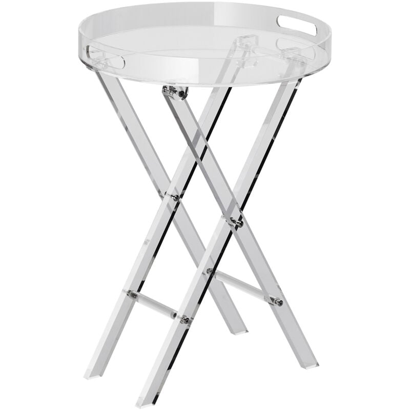 foto del prodotto vevor tavolino caffe in acrilico trasparente tavolino basso rotondo da soggiorno 400x400x580 mm, tavolo da ingresso portata max. 10 kg, tavolino