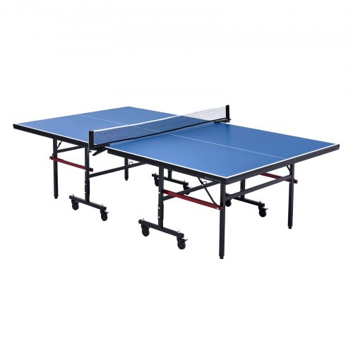 foto del prodotto vevor tavolo da ping pong pieghevole in mdf per interni, tavolo da ping pong portatile, con rete a morsetto rapido e ruote bloccabili, gioco da ping