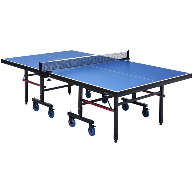 foto del prodotto vevor tavolo da ping pong pieghevole in mdf per interni, tavolo da ping pong portatile, con rete a morsetto rapido e ruote bloccabili, gioco da ping