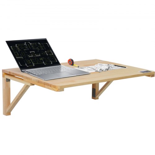 foto del prodotto vevor tavolo pieghevole a parete, tavolo a ribalta montaggio a parete 80 x 60 cm scrivania galleggiante staffa in ferro, scrivania pieghevole per ufficio domestico, tavolo sala da pranzo cucina bar