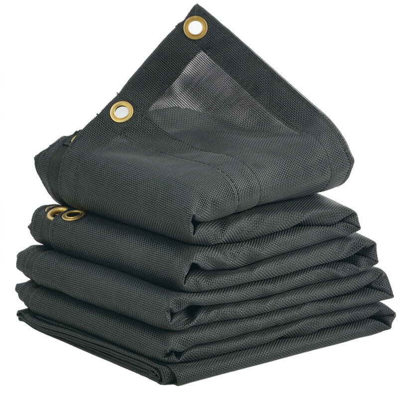 foto del prodotto vevor telo in rete per autocarro con cassone ribaltabile, 5 x 14 piedi, copertura nera resistente rivestita in pvc con doppia tasca da 5,5 18 once,