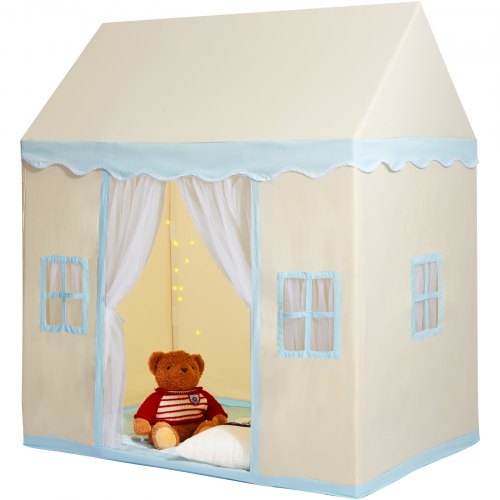 foto del prodotto vevor tenda da gioco per bambini 1320 x 890 x 1520 mm tenda per bambini 1 a 5 anni, con tappetino lampada da tenda, finestre per interni esterni, tenda da gioco per castello per ragazzi ragazze, beige