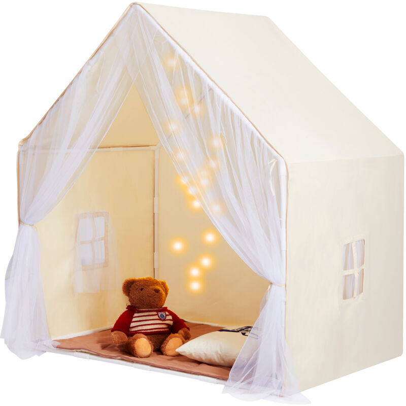 foto del prodotto vevor tenda da gioco per bambini 1340 x 920 x 1530 mm tenda per bambini da 1 a 5 anni, con tappetino e lampada da tenda, con finestre per interni