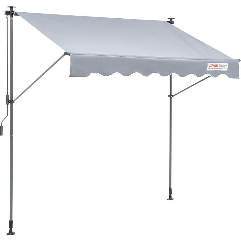 foto del prodotto vevor tenda da sole retrattile 2x1,2 m, tenda manuale per balcone tenda da esterno altezza regolabile frangivento anti raggi uv, tenda parasole