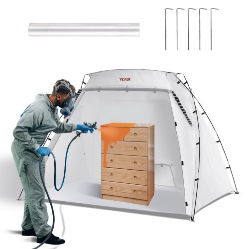 foto del prodotto vevor tenda di verniciatura a spruzzo portatile 228 x 158 x 158 cm in tessuto oxford 210d palo in fibra di vetro finestrina di ventilazione 40 x 40 cm, tenda per vernice spray pop up fai da te 2,31 kg