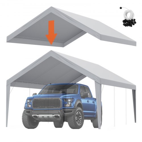 foto del prodotto vevor tenda sostitutiva per posto auto coperto 4x6m, telo per tenda da garage, impermeabile e protetto dai raggi uv solo copertura superiore, telaio non incluso 