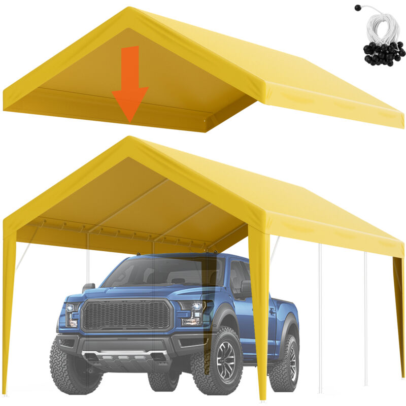 foto del prodotto vevor tendalino sostitutivo per posto auto coperto 10x20ft, telo per tenda garage, impermeabile e protetto dai raggi uv solo copertura superiore,