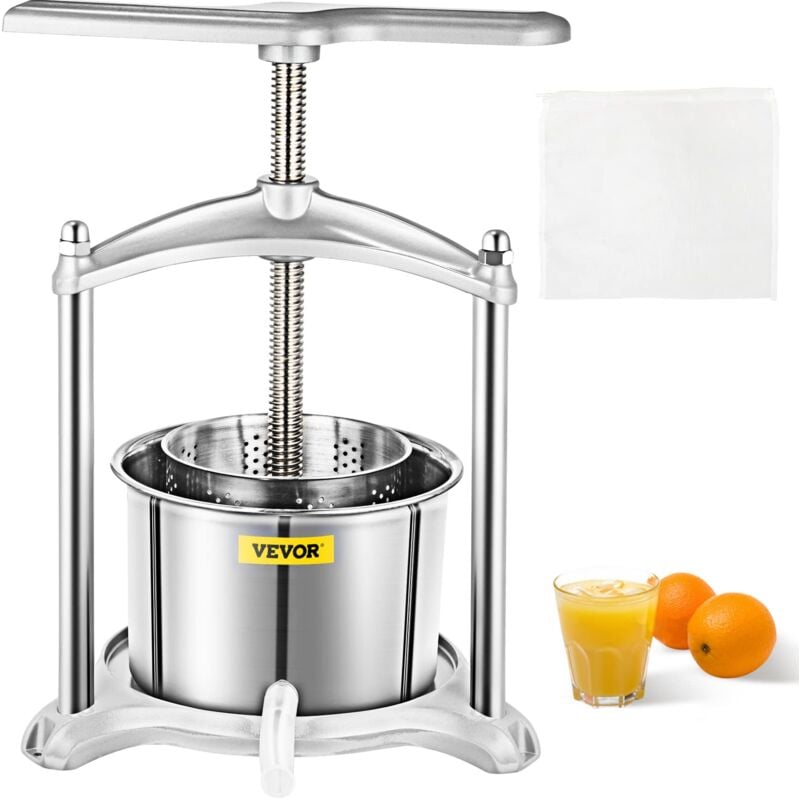 foto del prodotto vevor torchio per spremuta uva olive succhi premitutto manuale 3l, torchietto per succhi di frutta vino cera miele acciaio inox 3l manuale,