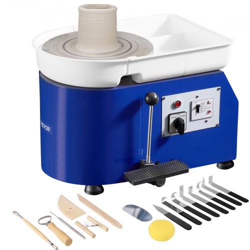 foto del prodotto vevor tornio per ceramica argilla con pedale 350w diametro 28cm velocit 60 300 giri min, macchina ruota di ceramica fai da te hobbista controllo velocit controllata 350w livello rumore entro 60 db