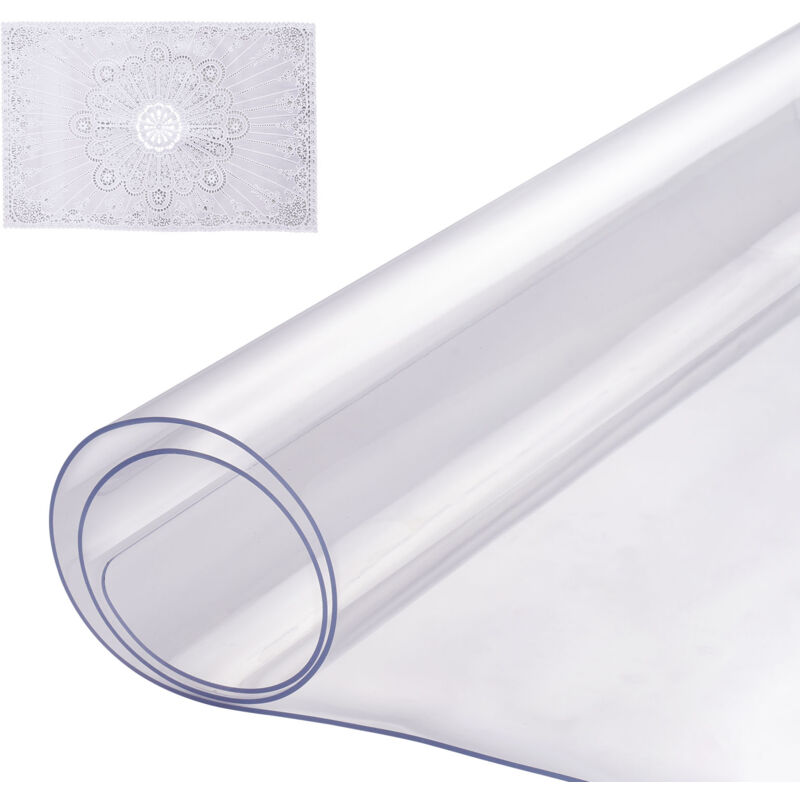 foto del prodotto vevor tovaglia di plastica 356x610mm spessore1,5 mm trasparente protezione tavolo rettangolare in pvc impermeabile facile da pulire, tovaglia per