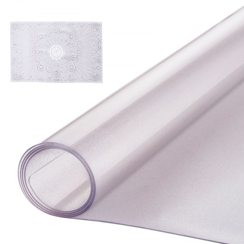 foto del prodotto vevor tovaglia in plastica 1067x1524mm spessore 1,5 mm tovaglia rettangolare impermeabile facile da pulire per tavolo da ufficio tavolo da pranzo comodino, copertura protezione tavolo plastica