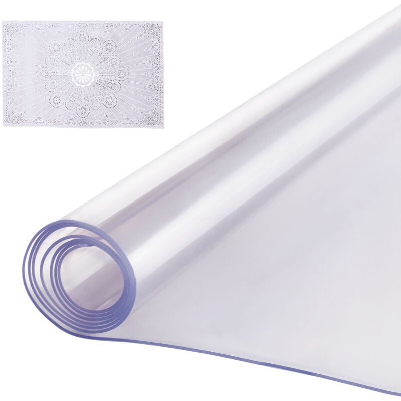 foto del prodotto vevor tovaglia protezione per tavolo spessore 2mm, tappetino da tavolo rettangolare trasparente 1067 x 1829 mm pellicola impermeabile protezione