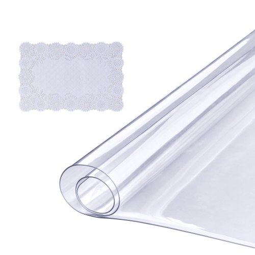 foto del prodotto vevor tovaglia trasparente in pvc rettangolare 45,7 x 92,5 cm resistenza alla temperatura max. 80 c per cucina sala da pranzo scrivania tavola, tovaglia in pvc rettangolare trasparente spessore 1,5mm