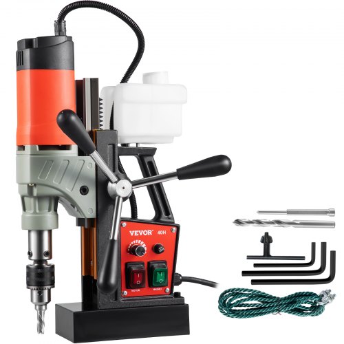 foto del prodotto vevor trapano a colonna elettronico 220 v, trapano base magnetica con doppia guida a coda di rondine, trapano industriale colonna magnetico macchinario per ferrovie, ingegneria e elettrico costruzioni