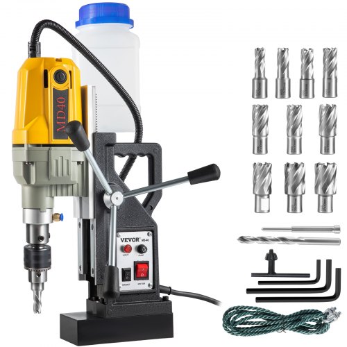 foto del prodotto vevor trapano magnetico elettrico 1100w, 12000n carotatrice magnetica con 12 punte portatile, trapano industriale elettromagnetico con massima foratura 40 mm e profondità 150 mm per uso industriale