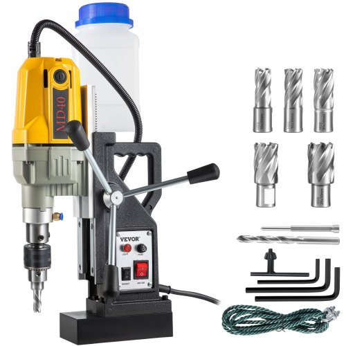 foto del prodotto vevor trapano magnetico elettrico 1100w, 12000n carotatrice magnetica con 7 punte portatile, trapano industriale elettromagnetico con massima foratura 40 mm e profondit 125 mm per uso industriale