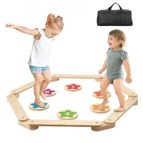 foto del prodotto vevor trave di equilibrio colorata impilabile, confezione da 6, giocattoli montessori per bambini da 2 a 6 anni, promuove coordinazione e abilità motorie, corso di ginnastica all'aperto per interni