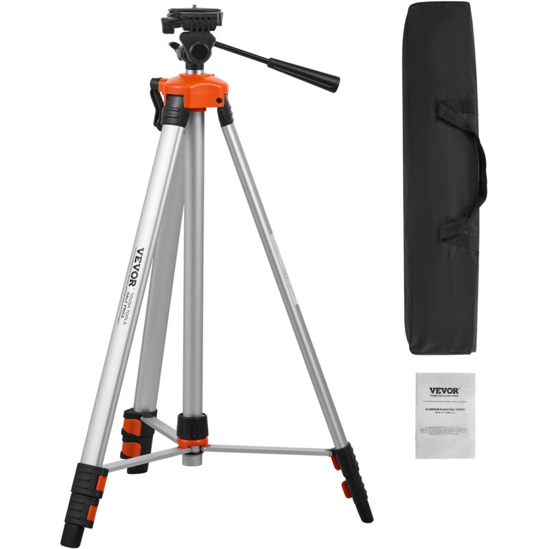 foto del prodotto vevor treppiede per livella laser, attacco filettato x 20, regolabile altezza 695 1750 mm con bolla di livello integrata supporto per scanner