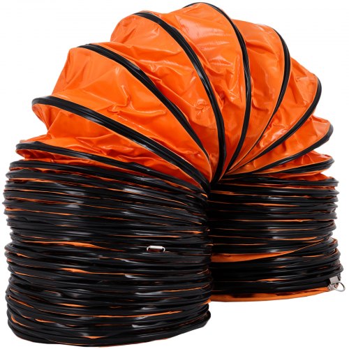 foto del prodotto vevor tubo flessibile per condotto flessibile in pvc da 32 piedi/9,8 m, tubo di ventilazione diametro 12 pollici, tubo flessibile a colore di arancione, corde regolabili, tubo con anelli a forma di d